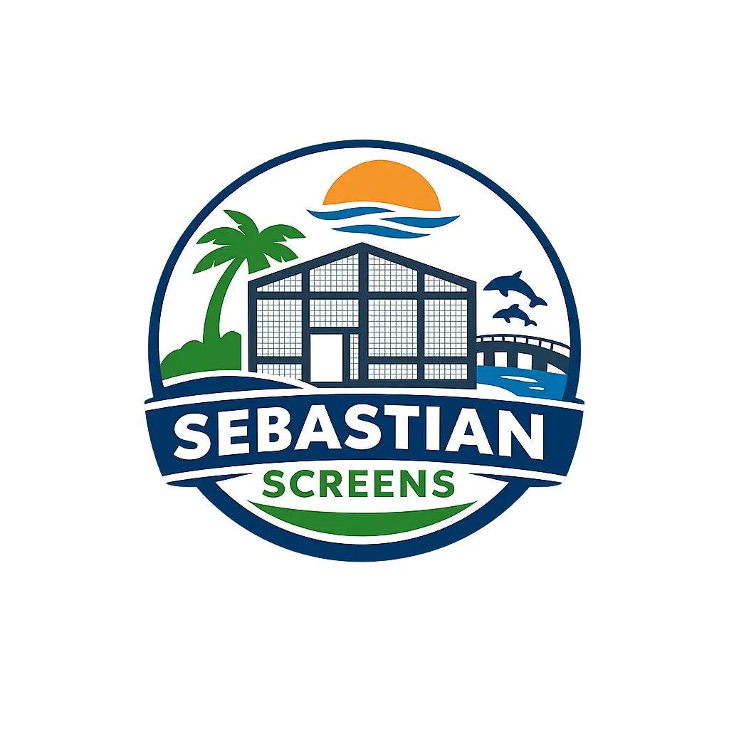 Pool screen repair logo for screened enclosure services in Sebastian, FL